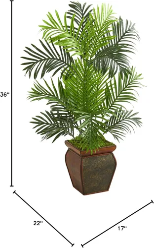 Vista 4 de Nearly Natural Árbol artificial Paradise Palm de 3 pies en maceta decorativa
