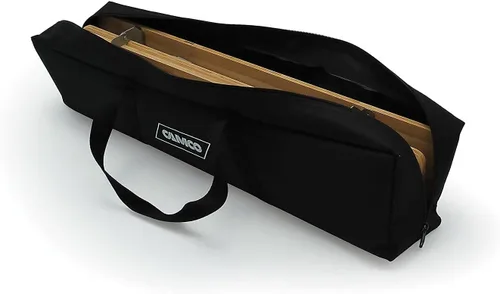 Vista 6 de Camco Mesa de camping plegable de bambú con patas de aluminio, parte superior de bambú natural mide 25 ½ x 19 ¾ pulgadas y soporta hasta 85 libras