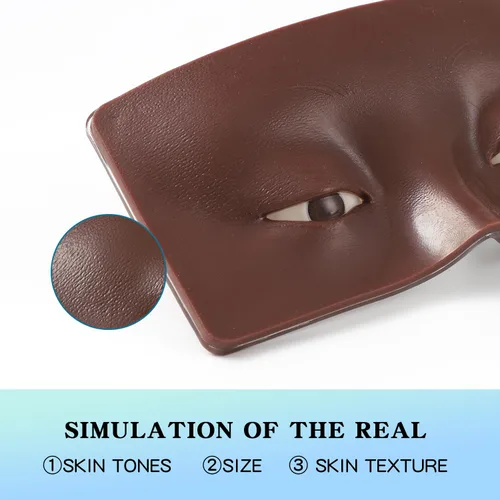 Vista 3 de Tabla facial de práctica de maquillaje, cara de maniquí de silicona reutilizable 3D con 5 brochas de maquillaje, cara de práctica de maquillaje