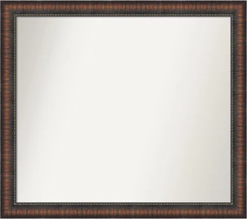 Vista 172 de Amanti Art Espejo de baño marrón para sobre el fregadero, 24 x 24 pulgadas, espejo de tocador cuadrado marrón Caleb, marco de madera rústica