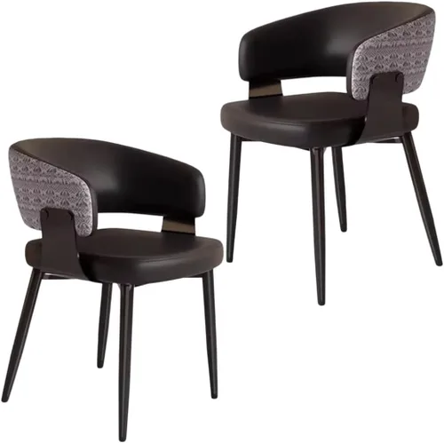 Vista 16 de YVYKFZD Juego de sillas de comedor, silla de comedor con patas de metal y respaldo curvo, sillas de cocina tapizadas de cuero, reposabrazos, silla