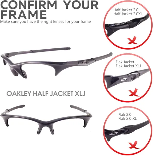 Vista 5 de Walleva Replacement Lenses And Rubber Kit For Oakley Half Jacket XLJ Sunglasses - Multiple Options Available