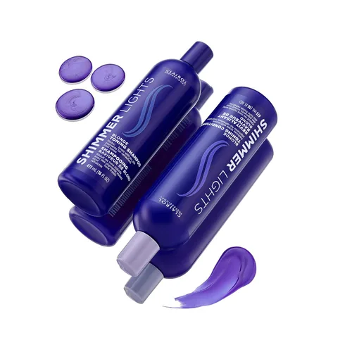 Vista 8 de Clairol Professional Shimmer Lights Purple Conditioner Neutralizes Brass & Yellow Tones For Blonde, Silver, Gray & Highlighted Hair
