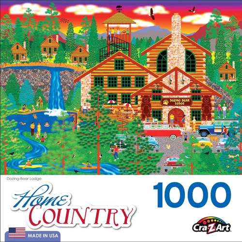 Vista 4 de RoseArt - Home Country - Dozing Bear Lodge - Rompecabezas de 1000 piezas para adultos