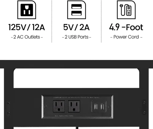 Vista 6 de TUTOTAK - Mesa auxiliar en forma de C con estación de carga, mesa lateral, mesa de sofá para espacios pequeños, bandeja de TV con 2 puertos USB