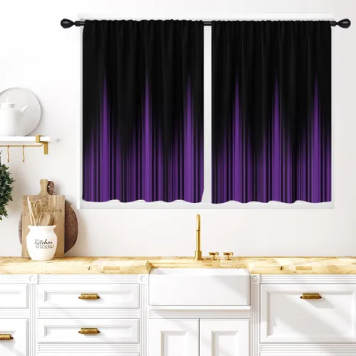Vista 30 de Coxila Cortinas 100% opacas en negro y beige de 42 x 63 pulgadas, cortinas góticas degradadas con aislamiento térmico para dormitorio