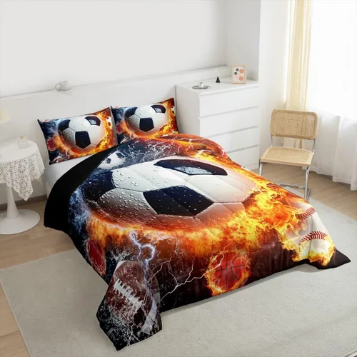 Vista 170 de Juego de ropa de cama de baloncesto para niños y adolescentes, juego de edredón deportivo para niños, tamaño matrimonial, suave, ligero, decoración