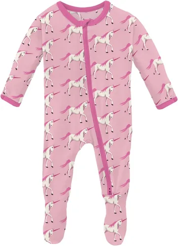 Vista 36 de KicKee Baby & Toddler - Pijama de viscosa ultrasuave de bambú con patas abatibles y puños