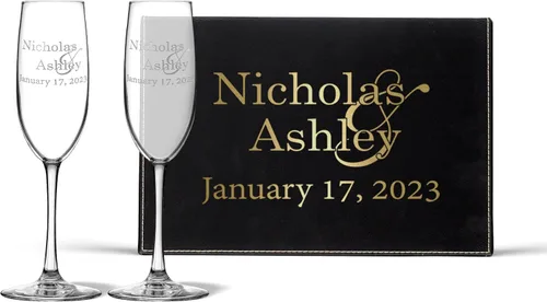 Vista 24 de Copas de champán personalizadas para boda, copas de brindis de aniversario, copas de boda, señor y señora, regalo de boda, copas de champán