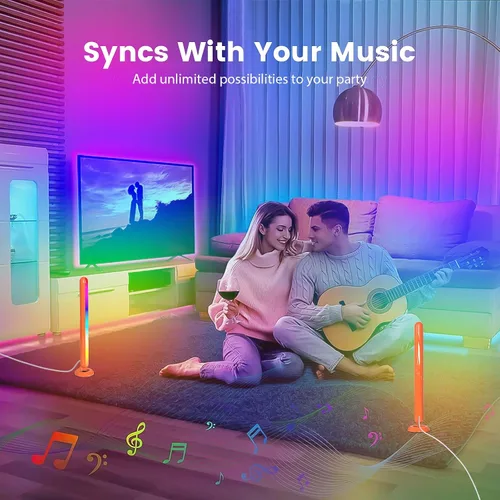 Vista 3 de Barras de luz LED inteligentes, retroiluminación Borllyem LEDIC+WW para TV con cuentas de luz dobles, control de aplicación, control remoto RF