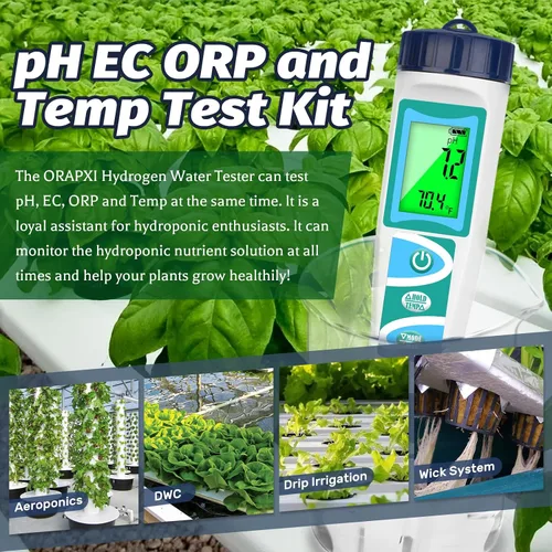 Vista 4 de Probador de agua de hidrógeno Medidor de pH para agua potable pH multifuncional H2 ORP TDS EC Probador de temperatura de precisión Probador