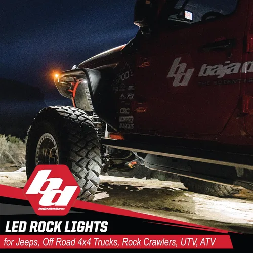 Vista 8 de Kit de luz LED para roca Baja Designs - 4 piezas. LED con arnés de cableado (blanco)