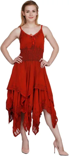 Vista 5 de Wevez Vestido bordado con tirantes delgados para mujer