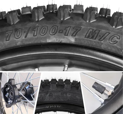 Vista 5 de 3.00-14 90/100-14 Llanta trasera y 2.75x17 70/100-17 Llanta delantera Dirt Bike con rodamiento de 15 mm para 110cc 125cc 140cc 150cc 160cc TTR125