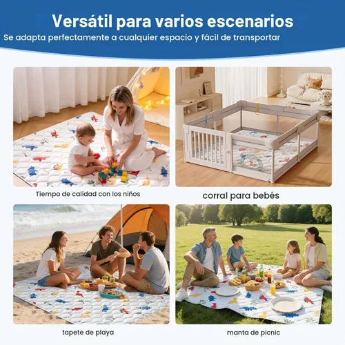 Vista 7 de Tapete de Juego de Espuma Premium Inodoro para Bebés de 36" x 36", Tapete de Gateo de Tela de Microfibra Suave para Piso - Cómodo e Hipoalergénico