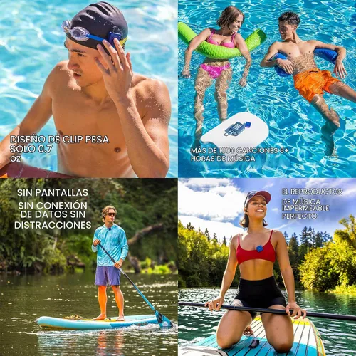 Vista 4 de Mighty Wave - Reproductor de música Spotify y Amazon Music impermeable IPX7 - Incluye auriculares con cable impermeables - Perfecto para nadar
