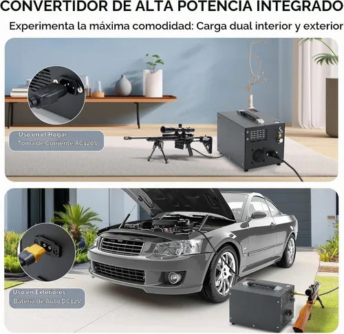 Vista 4 de Compresor de aire PCP, compresor de pistola de aire, portátil 4500Psi/30Mpa, sin agua/aceite, arranque de un botón, disco de estallido, ventilador