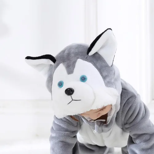 Vista 2 de Suity Traje de Halloween para bebé de 0 a 24 meses, disfraz de franela suave con capucha de animales, lindo disfraz de fiesta para niños y niñas