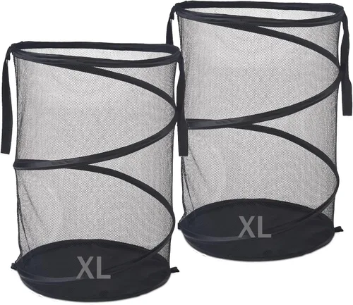 Vista 9 de Cesta de lavandería emergente de malla Seiritex 115L, cesta de lavandería plegable de gran capacidad extra, cesta de almacenamiento de ropa plegable