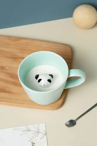 Vista 5 de DIHOclub Taza de cerámica de panda con animal 3D oculto, taza de figura de animal de dibujos animados hecha a mano, taza linda, regalo de Navidad
