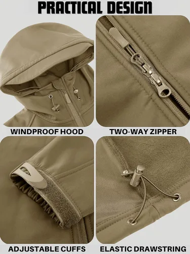 Vista 5 de TACVASEN Chaqueta táctica para hombre con capucha, resistente al agua, para operaciones especiales, capa softshell militar