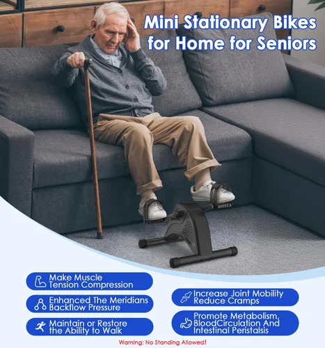 Vista 4 de Under Desk Bike Pedal Exerciser for Seniors, 12-Level Electric Mini Exercise Bike with LCD, Quiet Motorized Arm & Leg Pedaler for Seniors