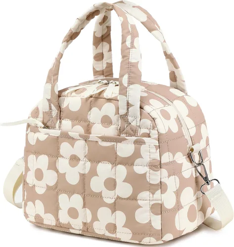 Vista 24 de LEDAOU Lonchera para Mujeres, Bolsa de Almuerzo Acolchada con Relleno Puffer, con Correa Ajustable, Aislada, Reutilizable, para el Trabajo, Escuela