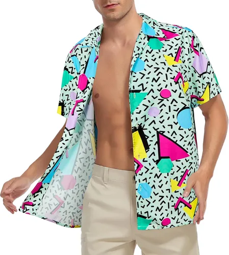 Vista 128 de Camisa hawaiana para hombre, con estampado floral, cómoda, con botones, casual, manga corta, ropa de playa para hombre
