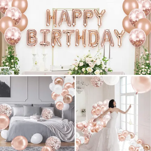 Vista 6 de Kit de arco de globos de oro rosa, globos de oro rosa, kit de guirnalda de globos de oro rosa, decoraciones de fiesta de oro rosa, decoraciones