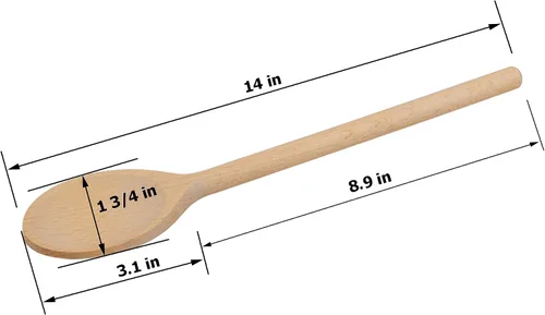 Vista 8 de Cucharas de madera de 14 pulgadas de largo para cocinar, cucharas ovaladas de madera para hornear, cocinar, revolver, cucharas de salsa hechas