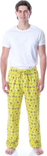 Vista 2 de Nickelodeon - Pantalones de pijama para hombre con estampado de Bob Esponja, Amarillo
