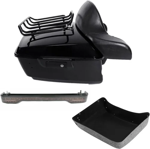 Vista 36 de Respaldo de Maletero de Equipaje King Tour Negro Brillante con Placa de Rack de Montaje Compatible con Harley Modelos Touring 2014-2025 Road Glide