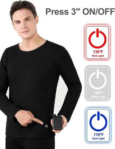 Vista 5 de TRUNYAQI Conjunto de ropa interior térmica térmica eléctrica para hombre, ropa interior deportiva de invierno al aire libre con batería