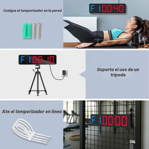 Vista 6 de Reloj de pared con pantalla LED grande de 15" para gimnasio Entrenamiento de intervalos en el gimnasio Cuenta regresiva y progresiva