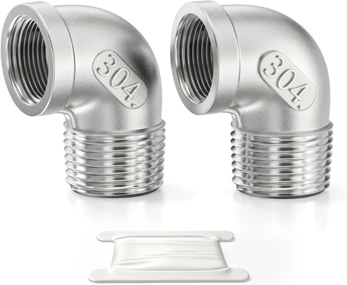 Vista 51 de TAISHER 2 piezas de acero inoxidable 304 accesorios de codo de 90 grados, tubo hembra NPT de 1 pulgada a 1 pulgada NPT hembra 304 accesorio