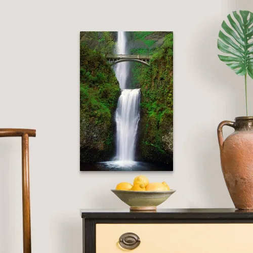 Vista 3 de Lienzo decorativo para pared, diseño de cascada de Multnomah Falls, Oregon, EE. UU