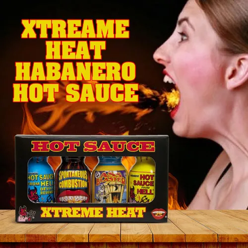 Vista 5 de Xtreme Heat - Juego de botellas de salsa picante gourmet, tamaño de viaje, paquete de 4, regalos de Navidad gourmet perfectos para el fanático