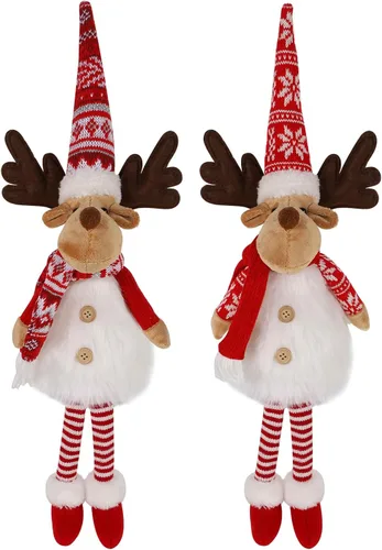 Vista 8 de Juegoal Paquete de 2 renos de Navidad iluminados con patas colgantes, figuras de alce rodolfo hechas a mano de 23 pulgadas, regalo de vacaciones