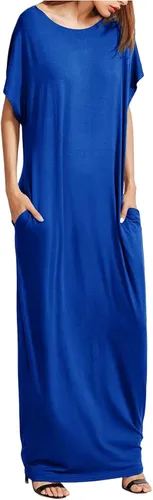 Vista 9 de Verdusa Vestido largo holgado de manga corta con bolsillos para mujer #1 Negro