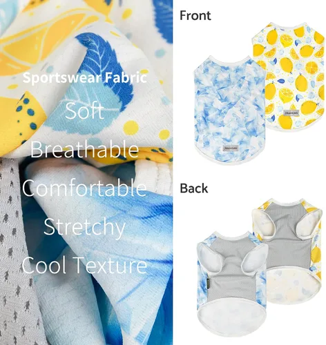 Vista 3 de Fitwarm Paquete de 2 camisas para perro con protección solar UV UPF 50+, chaleco ligero refrescante para perros, ropa de verano de secado rápido