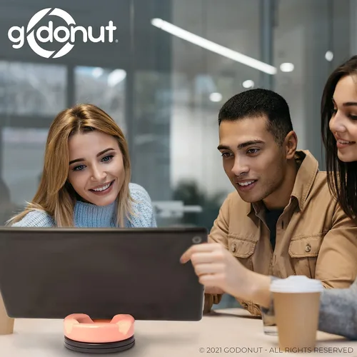 Vista 5 de GoDonut Soporte giratorio para teléfono 360 grados - Soporte para teléfono celular + organizador de escritorio para iPad - Compatible con tableta
