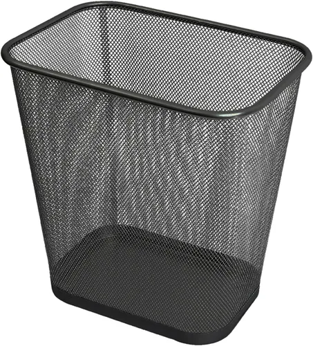 Vista 2 de Ybmhome Cesta de basura rectangular de malla de acero con parte superior abierta para oficina y hogar 8x12x12 pulgadas 1103s (1, Negro)