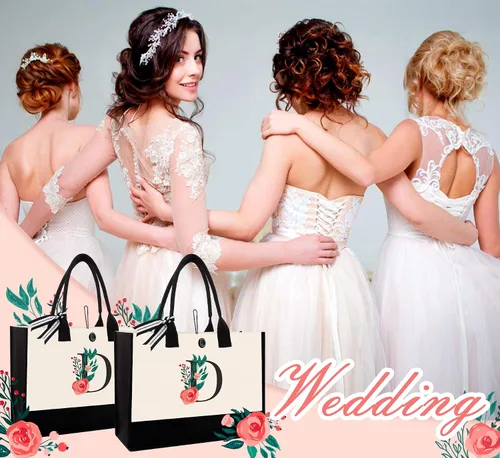 Vista 7 de Bolsa de lona con inicial, regalos de cumpleaños personalizados para mujeres, madres, amigas y profesoras, bolsas de mano con monograma adecuadas