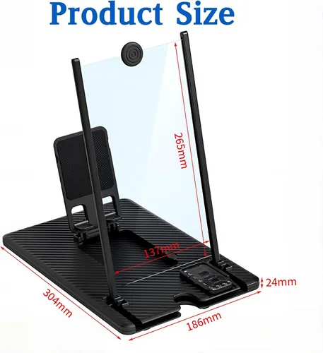 Vista 3 de Lupa de pantalla de 14 pulgadas para teléfono celular con control remoto Bluetooth, proyector ampliador de pantalla de aumento 3D HD para películas