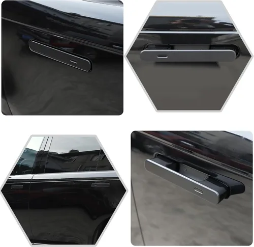 Vista 4 de Cubierta protectora para manija de puerta exterior de automóvil compatible con Land Rover Range Rover VELAR 2017-2025 (negro mate)