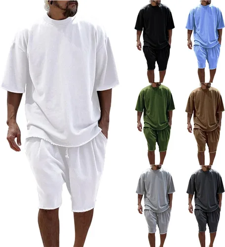 Vista 7 de Camisas hawaianas para hombre, manga corta, verano, casual, transpirable, clásica, holgada, pantalones cortos, trajes deportivos al aire libre