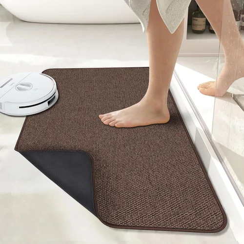 Vista 42 de Tapete de baño ultrafino, con base de goma, antideslizante, secado rápido, lavable a máquina, pelo bajo, absorbente, para ducha exterior, fregadero