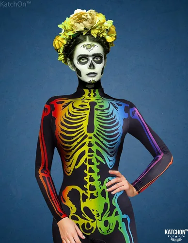 Vista 3 de KatchOn Body de esqueleto multicolor - Disfraz de Halloween para mujer