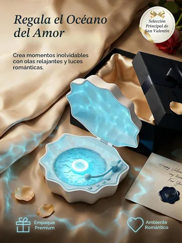 Vista 8 de Proyector de Luz de Olas del Océano, Luz Nocturna de Concha con Altavoz Bluetooth Integrado, Control Remoto, Ruidos Blancos para Decoración del Azul