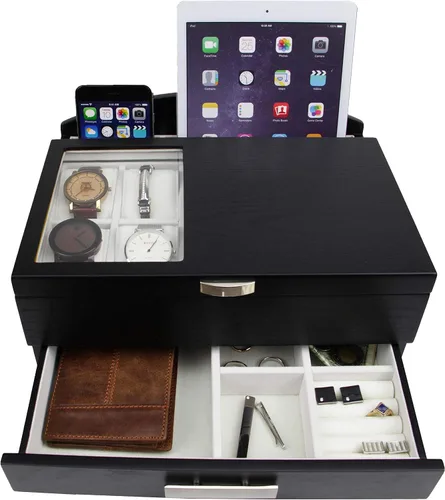 Vista 2 de Alta calidad Executive Man 's Valet de madera caja de almacenamiento